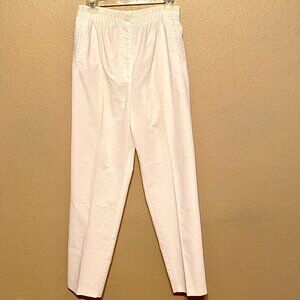 KAREN SCOTT Vintage White Pants Slacks Snap Button Elastic Waist Size 10